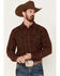 Image #1 - Cody James Men's Rusty Spur Plaid Print Long Sleeve Snap Western Flannel Shirt, Rust Copper, hi-res