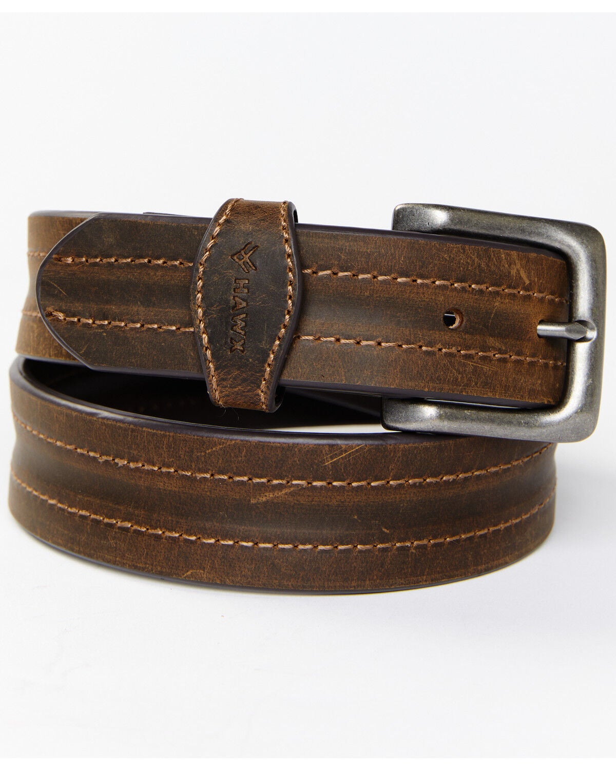 Hawx Men's Textured Leather Belt, Medium Brown, hi-res