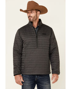 Cinch Men's Charcoal Quilted Poly-fil 1/2 Zip Front Pullover , Charcoal, hi-res
