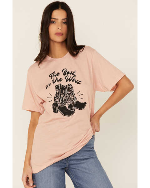 Ali Dee Women's Peach The Best in the West Graphic Tee, Peach, hi-res