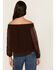 Image #4 - Shyanne Women's Georgette Embroidered Off The Shoulder Top, Chocolate, hi-res