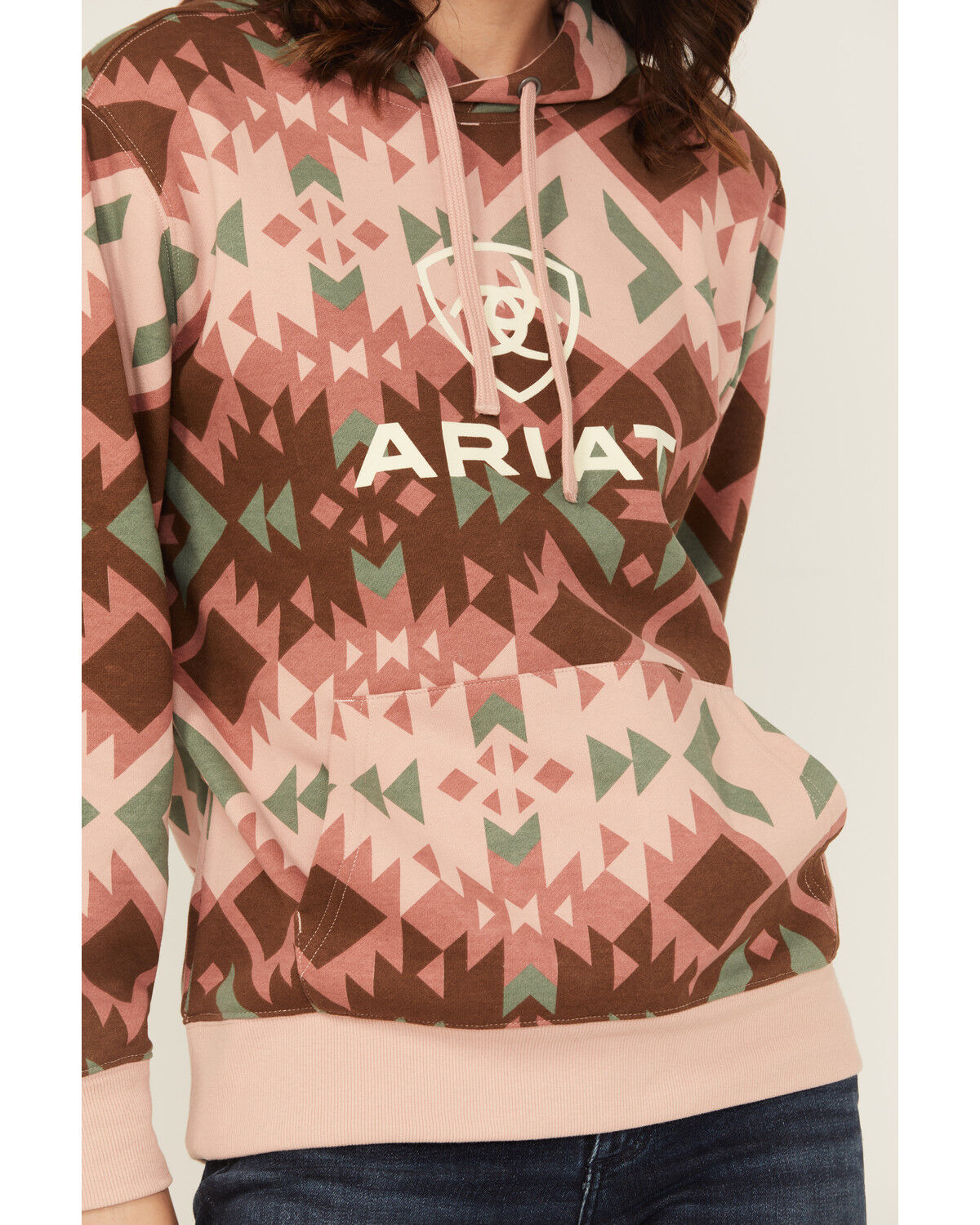 Image #3 - Ariat Women's Boot Barn Exclusive Southwestern Print Logo Hoodie, Pink, hi-res