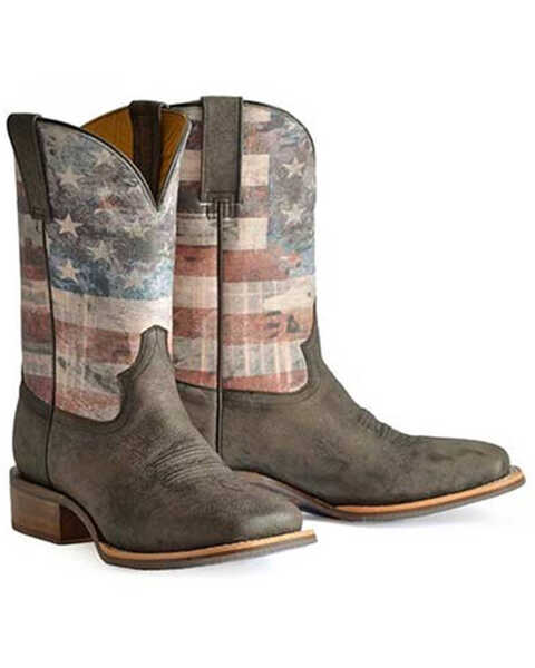 Image #1 - Tin Haul Men's Patriot Western Boots - Broad Square Toe, Brown, hi-res
