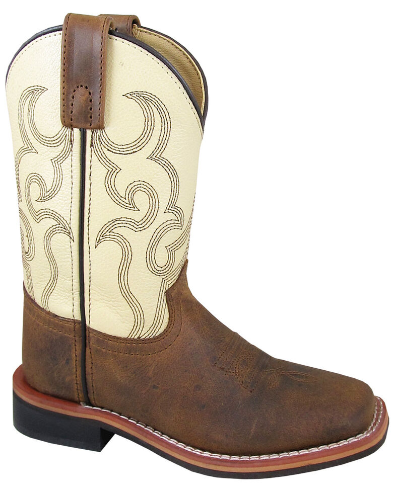 Smoky Mountain Youth Boys' Scout Western Boots - Square Toe, Cream/brown, hi-res