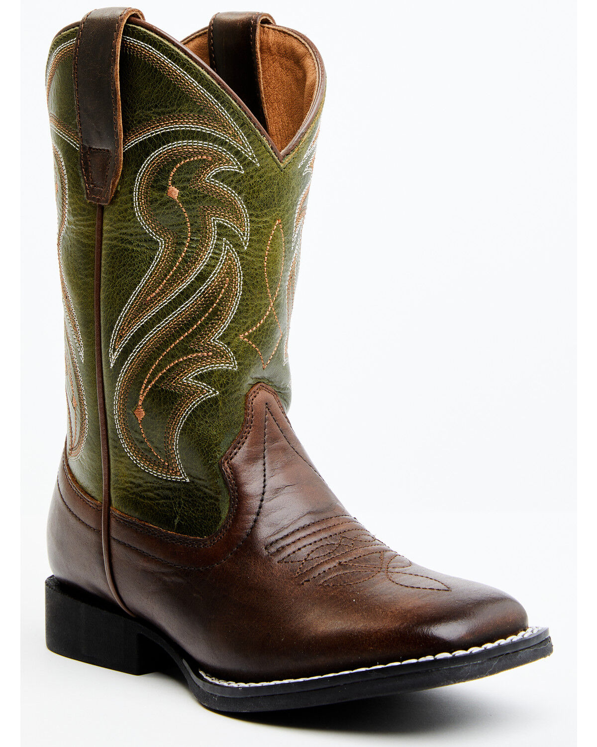Image #1 - RANK 45® Boys' Kasey Western Boots - Broad Square Toe, Green, hi-res