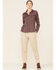 Image #2 - Columbia Women's Malbec Plaid Print Ridge Lite Long Sleeve Button-Down Western Shirt, Burgundy, hi-res