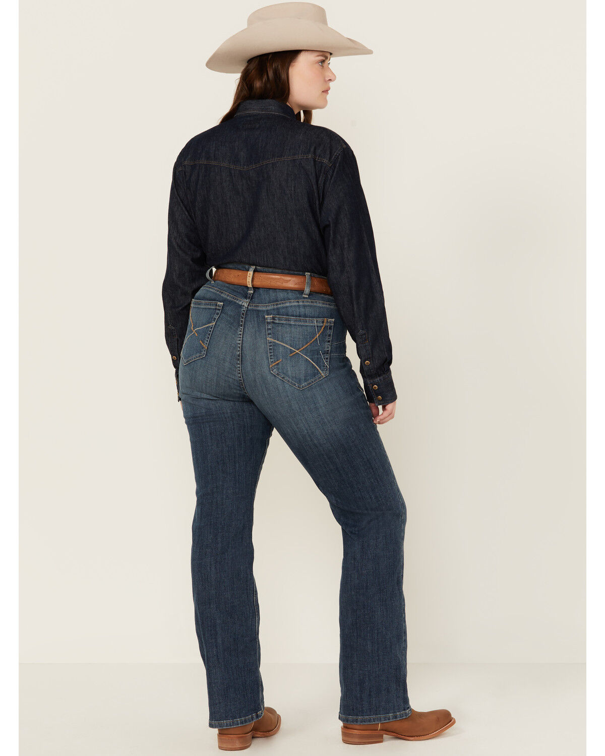 Image #3 - Ariat Women's Dark Wash Ella Bootcut Denim Jeans - Plus, Dark Wash, hi-res
