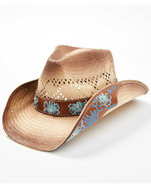 Shyanne Women's Brooke Straw Cowboy Hat, Brown, hi-res