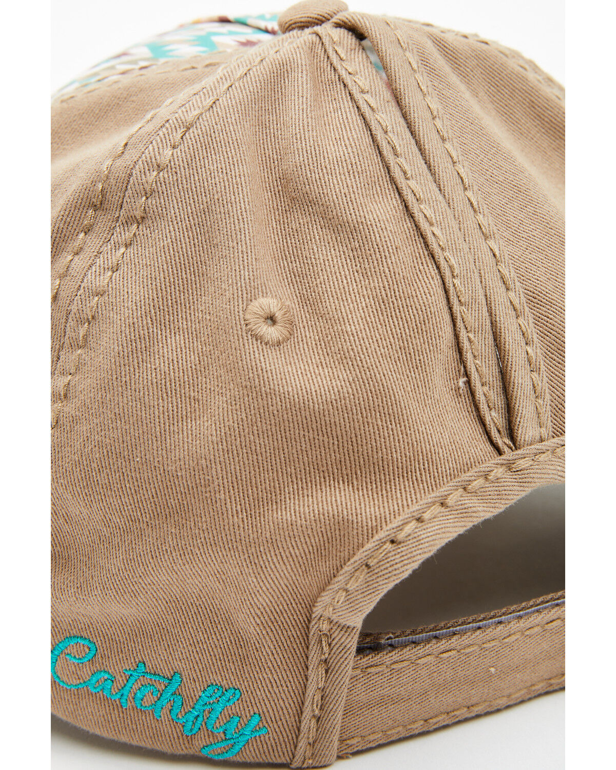 Image #3 - Catchfly Women's Southwestern Print Embroidered Distressed Ponytail Ball Cap, Multi, hi-res