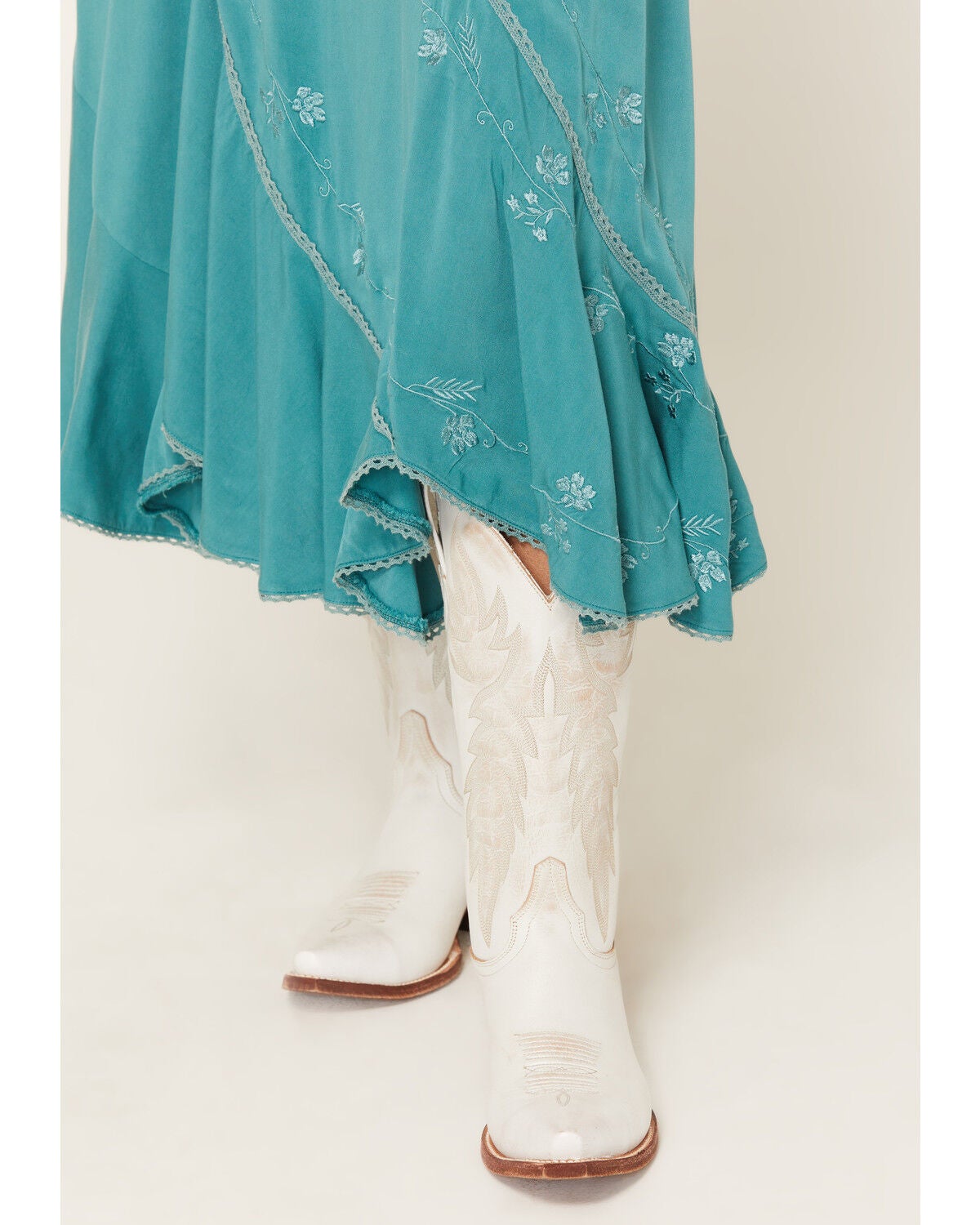 Image #2 - Wild Moss Women's Embroidered Panel Midi Skirt, Teal, hi-res