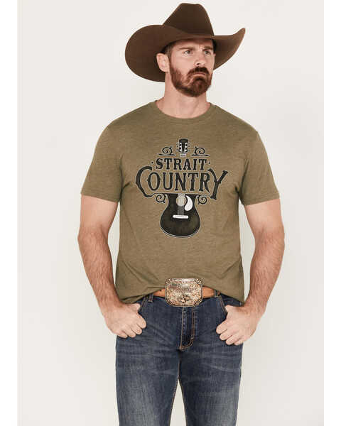 George Strait by Wrangler Men's Country Guitar Short Sleeve Graphic T-Shirt, Olive, hi-res