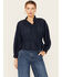 Image #1 - Free People Women's Best Of Me Long Sleeve Button-Down Blouse, Navy, hi-res