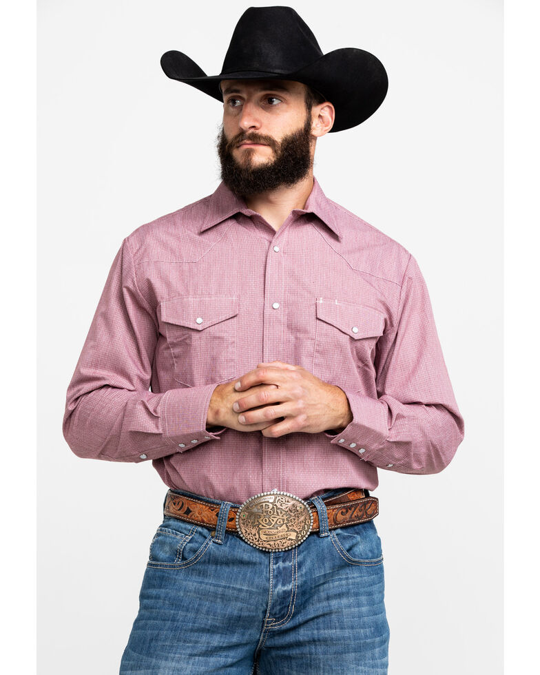 Roper Men S Wine Solid Long Sleeve Western Shirt Country Outfitter