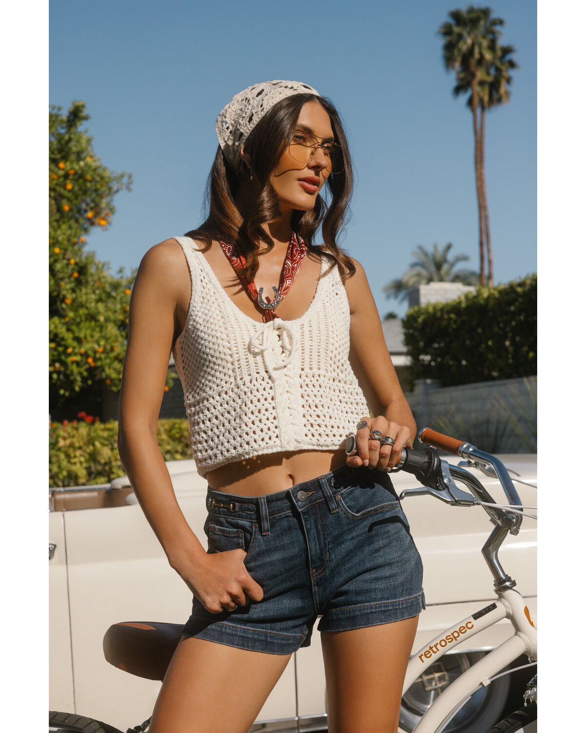 Image #1 - Idyllwind Women's Amelia Chain Fringe Bandana Necklace, Red, hi-res