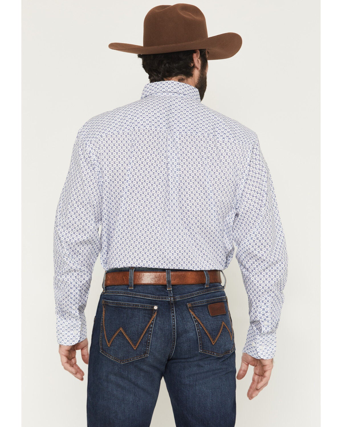 Image #4 - Wrangler Men's Classics Paisley Print Long Sleeve Button-Down Western Shirt, Blue, hi-res