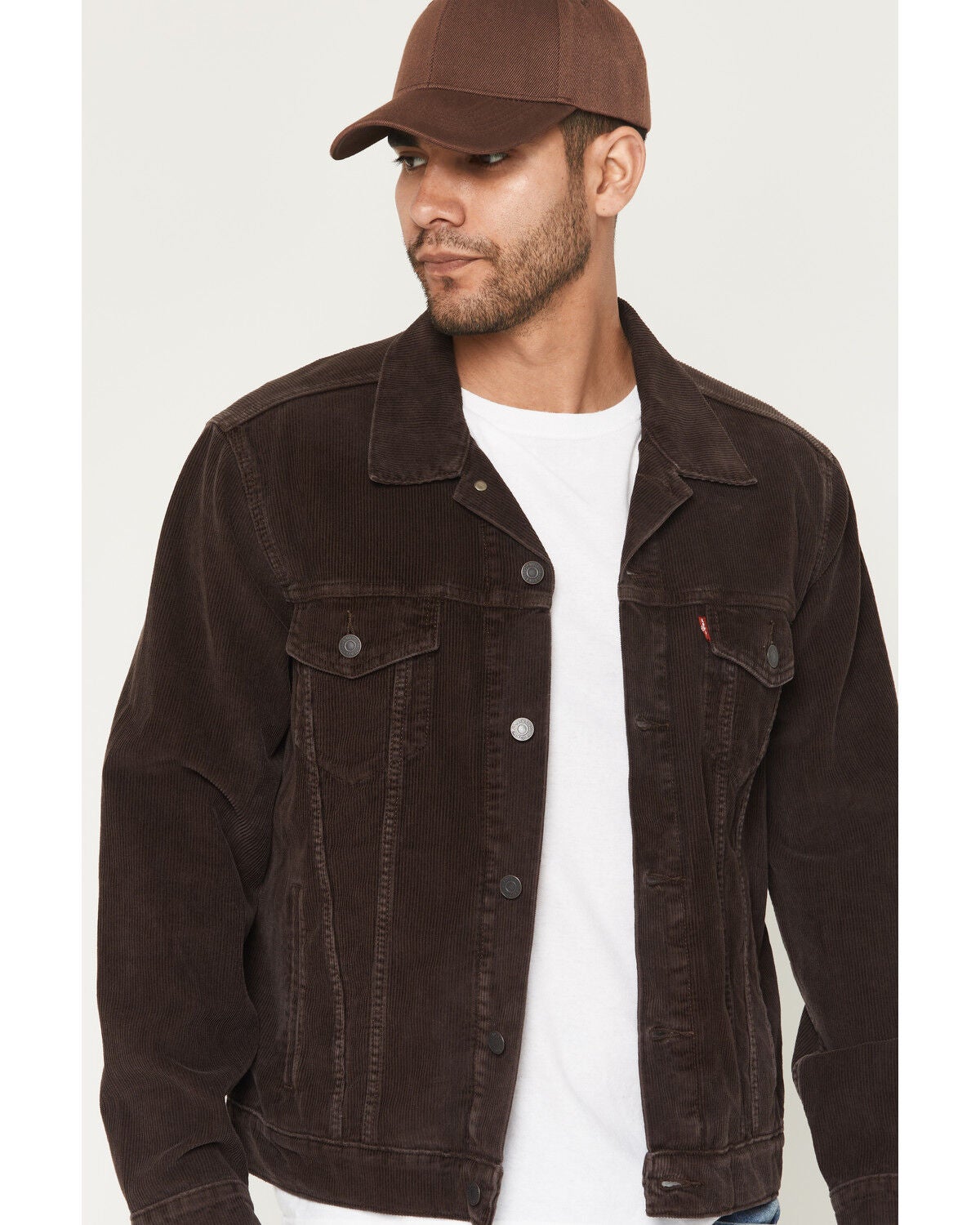 Image #2 - Levi's Men's Corduroy Button-Down Trucker Jacket, Brown, hi-res