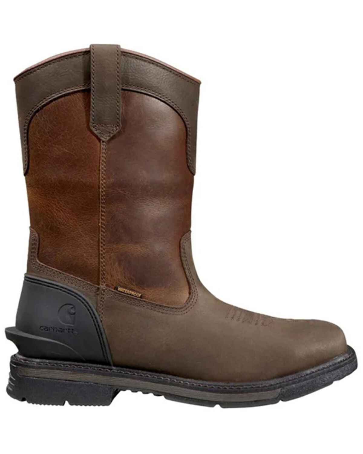 Image #2 - Carhartt Men's Montana 11" Waterproof Wellington Work Boots - Steel Toe, Red/brown, hi-res