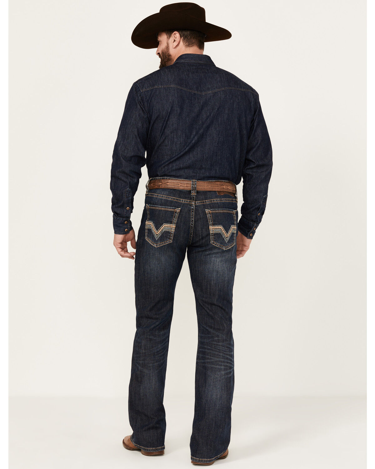 Image #1 - Rock & Roll Denim Men's Dark Wash Double Barrel Reflex Bootcut Stretch Denim Jeans, Dark Wash, hi-res