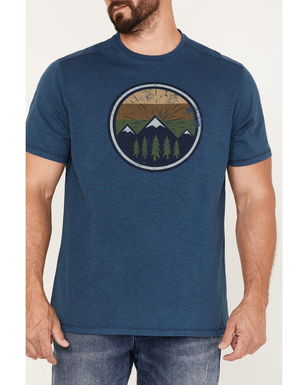 Image #3 - Brothers and Sons Men's Mountain Range Circle Graphic T-Shirt, Blue, hi-res