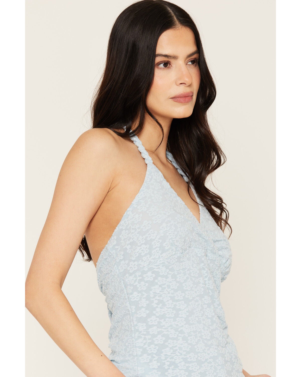 Image #2 - Wild Moss Women's Mesh Halter Tank Top, Blue, hi-res