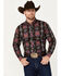 Image #1 - RANK 45&reg; Men's Great Fall Southwestern Print Long Sleeve Button-Down Western Shirt, Black, hi-res