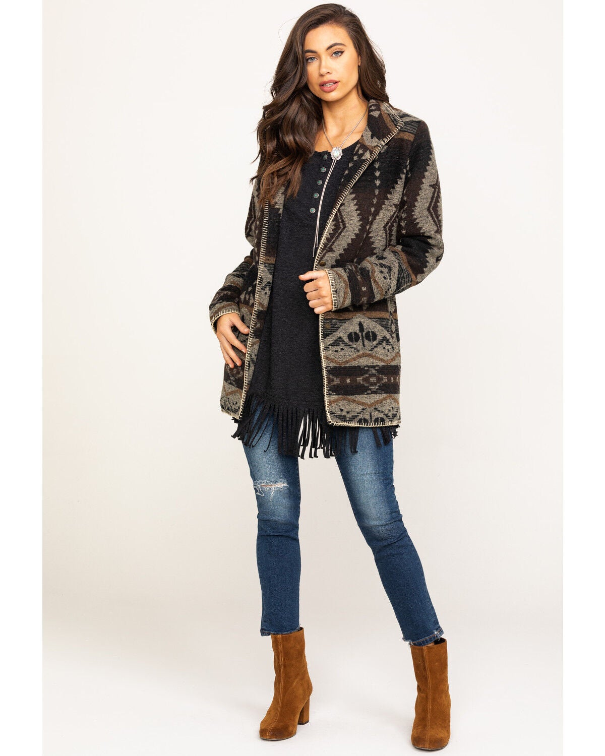 Image #6 - Outback Trading Co. Women's Brown Aztec Moree Jacket, Brown, hi-res