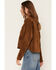 Image #2 - Z Supply Women's Faux Suede Button-Down Cropped Shacket, Tan, hi-res