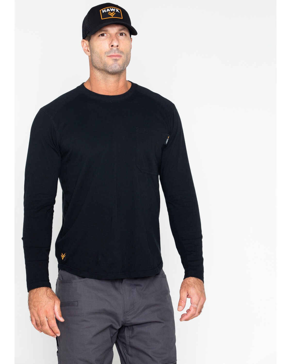 Hawx Men's Solid Pocket Crew Long 