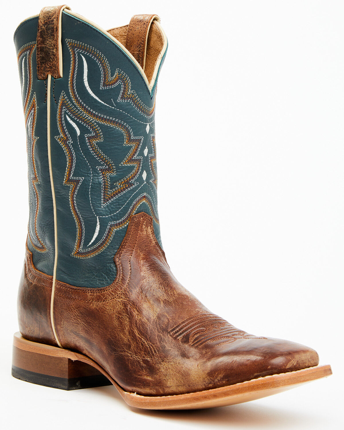 Blue Cowboy Boots - Wide Square Toe 