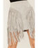 Image #2 - Wonderwest Women's Suede Fringe Mini Skirt, Grey, hi-res