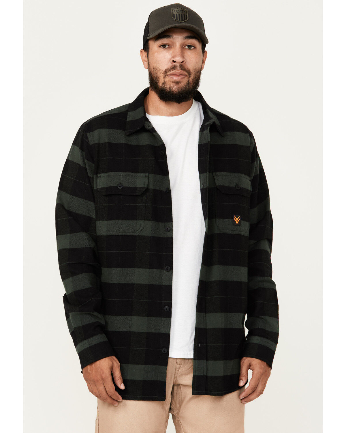Image #1 - Hawx Men's Flannel Button-Down Work Shirt, Green, hi-res