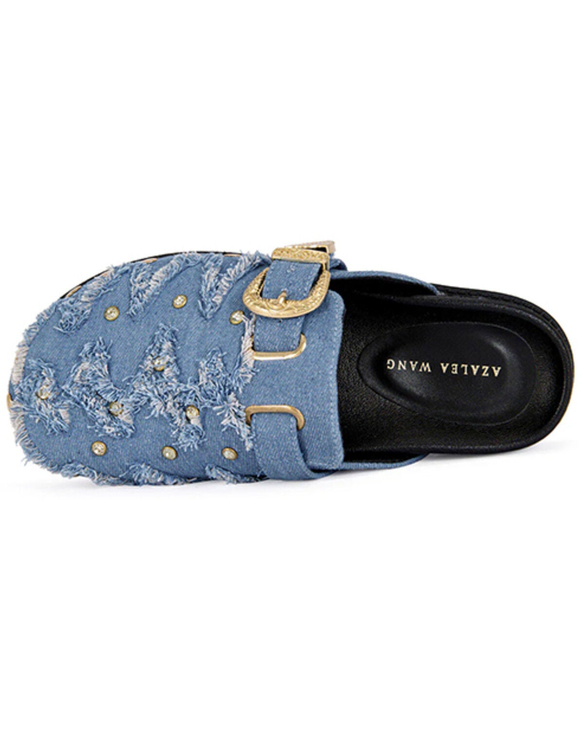Image #4 - Azalea Wang Women's Zale Studded Denim Mules, Blue, hi-res