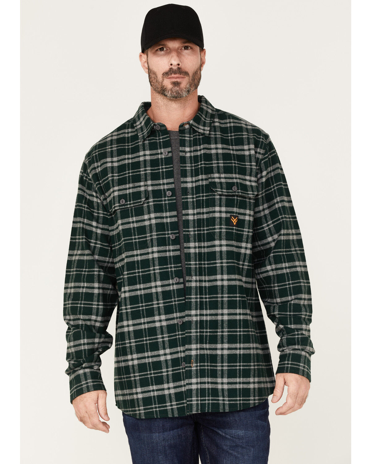 Image #1 - Hawx Men's Plaid Long Sleeve Button-Down Flannel Work Shirt, Green, hi-res