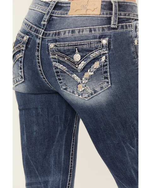 Image #2 - Miss Me Women's Medium Wash Mid Rise Embroidered Pocket Bootcut Jeans , Medium Blue, hi-res