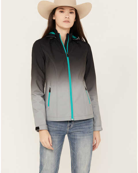 RANK 45 Women's Ombre Melange Softshell Jacket, Grey, hi-res