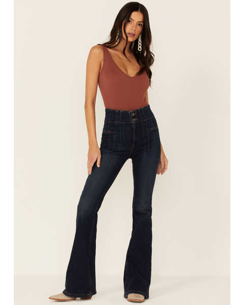 Free People Women's Jayde High Rise Flare Jeans, Blue, hi-res