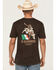 Image #1 - Cowboy Hardware Men's 8 Seconds Flag Short Sleeve Graphic T-Shirt, Dark Brown, hi-res