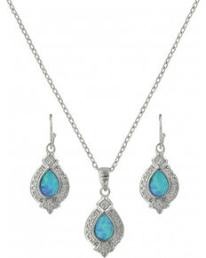Montana Silversmiths Women's Royal Cluster Drop Jewelry Set, Silver, hi-res