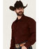 Image #2 - Roper Men's Amarillo Solid Long Sleeve Snap Western Shirt, Burgundy, hi-res