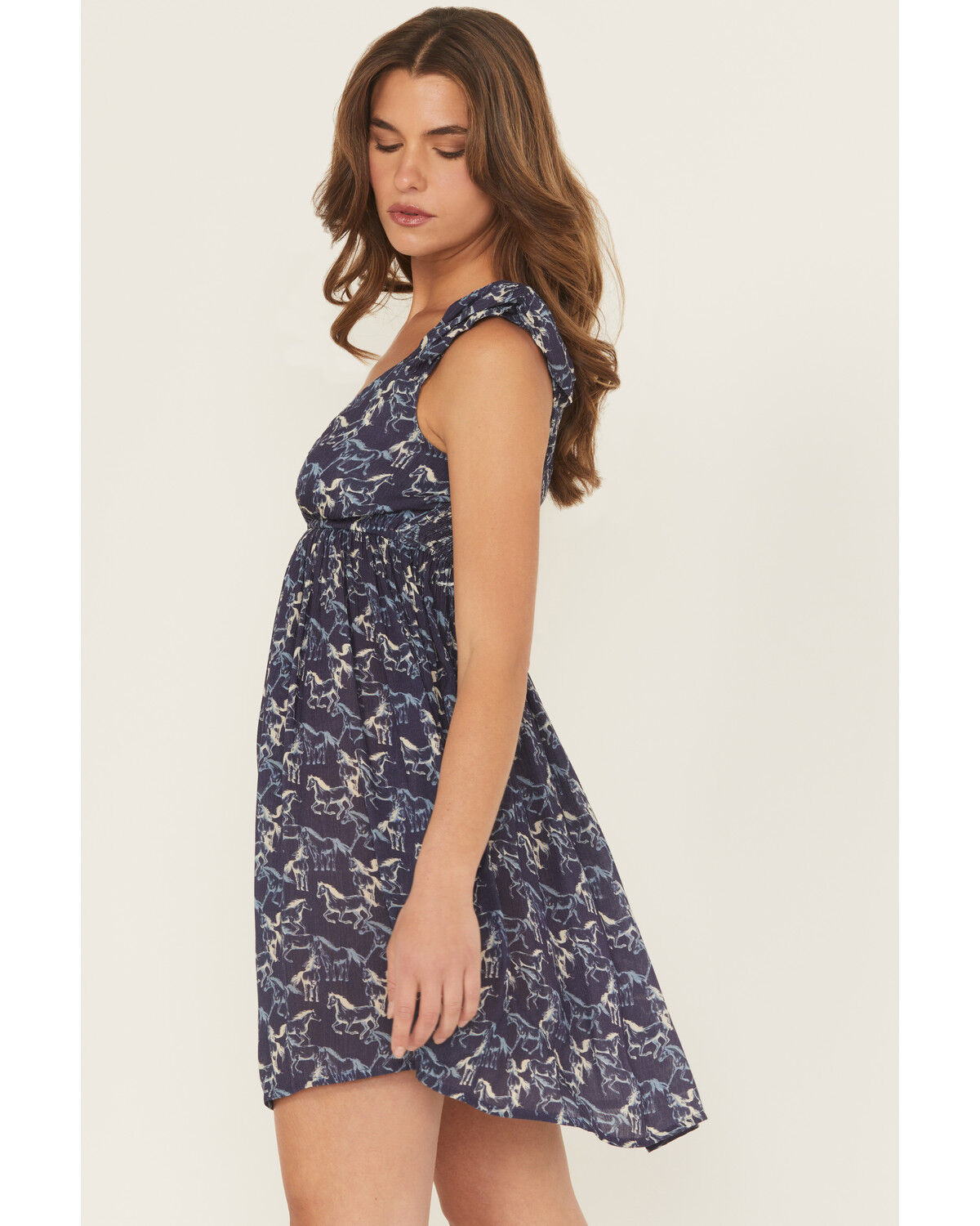 Image #4 - Rock & Roll Denim Women's Running Horses Sleeveless Mini Dress, Navy, hi-res