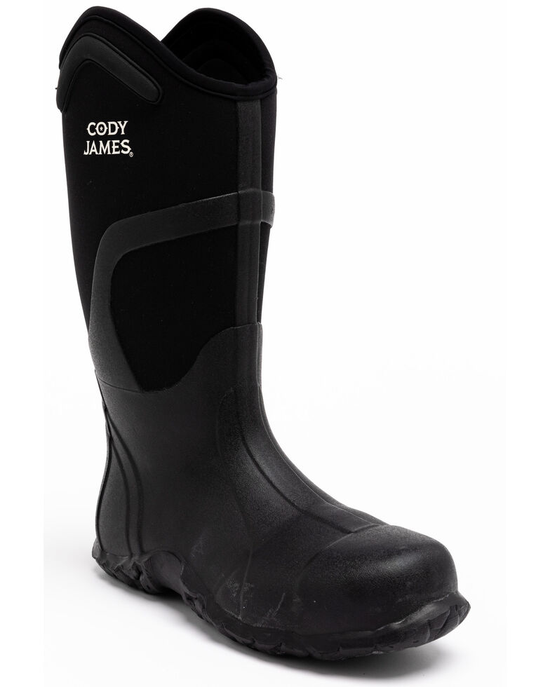 Cody James Men's Rubber Waterproof Western Work Boots - Composite Toe, Black, hi-res