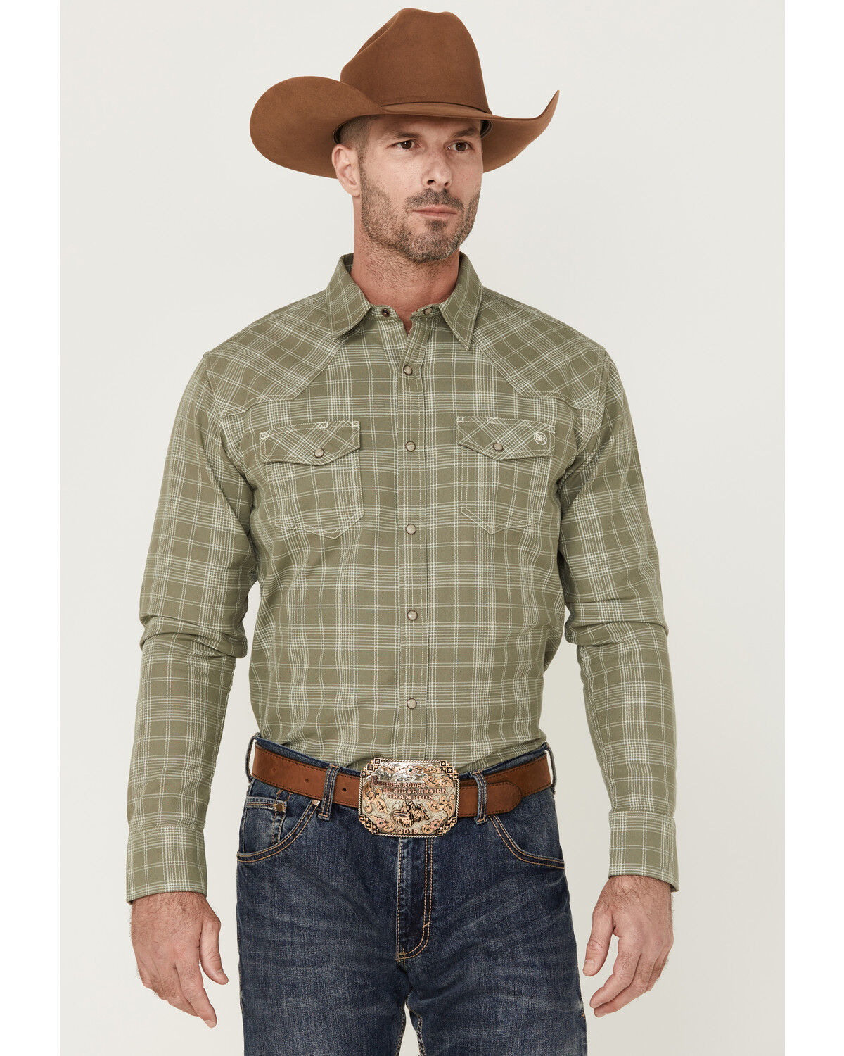 Image #2 - Blue Ranchwear Men's Ash Yarn-Dye Plaid Print Long Sleeve Snap Western Shirt, , hi-res