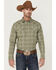 Image #2 - Blue Ranchwear Men's Ash Yarn-Dye Plaid Print Long Sleeve Snap Western Shirt , Ash, hi-res