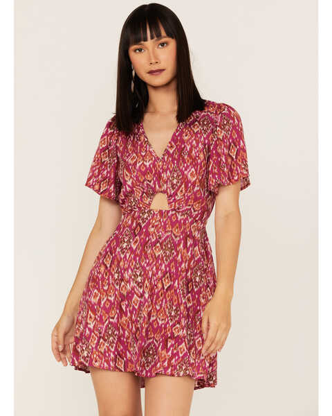 Image #2 - Band of the Free Women's Mystery To Me Short Sleeve Dress, Fuscia, hi-res