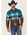 Image #1 - Panhandle Men's Cowboys Southwestern Print Border Long Sleeve Snap Western Shirt, Brown, hi-res