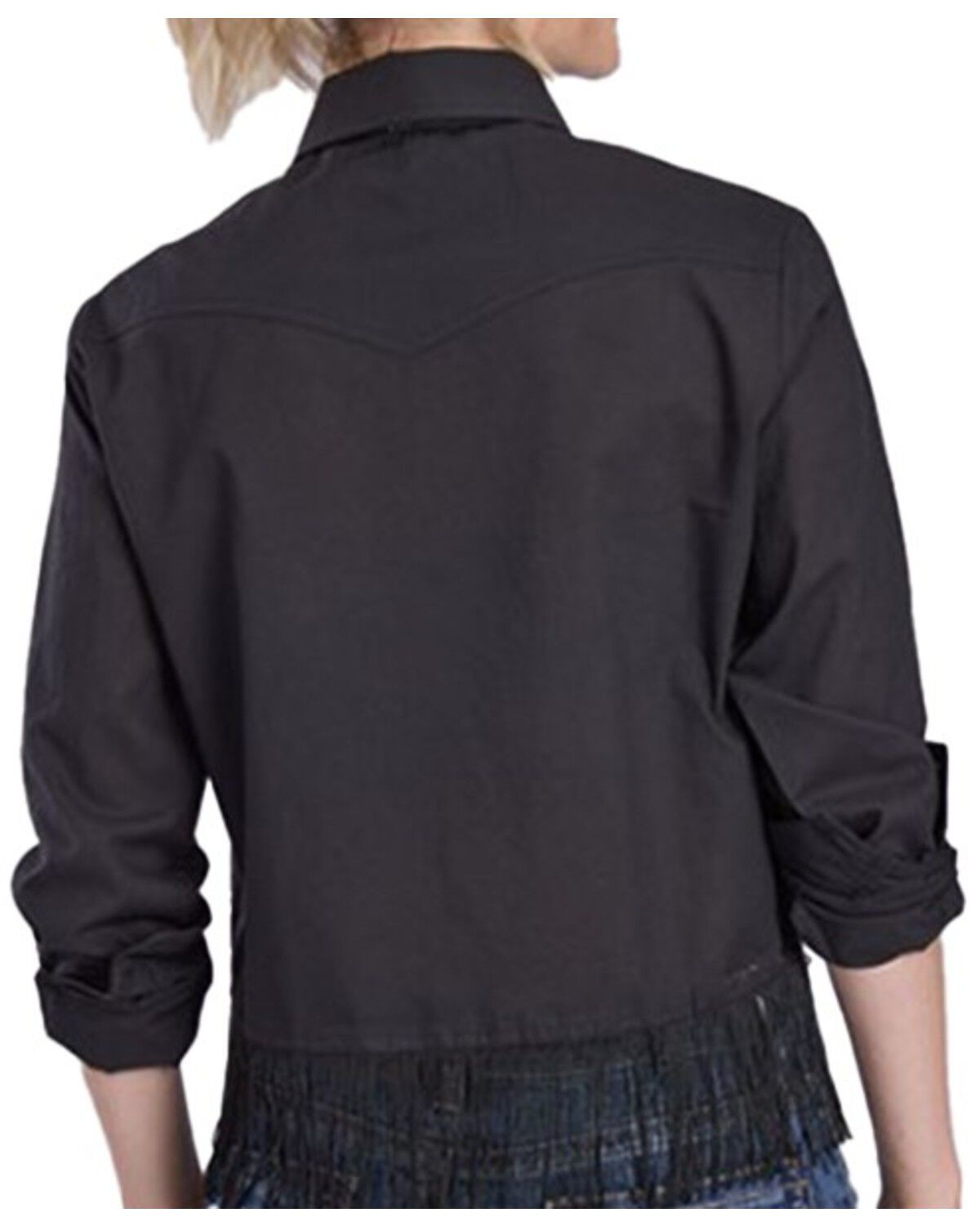 Image #2 - Roper Women's Long Sleeve Fringe Button-Down Blouse, Black, hi-res
