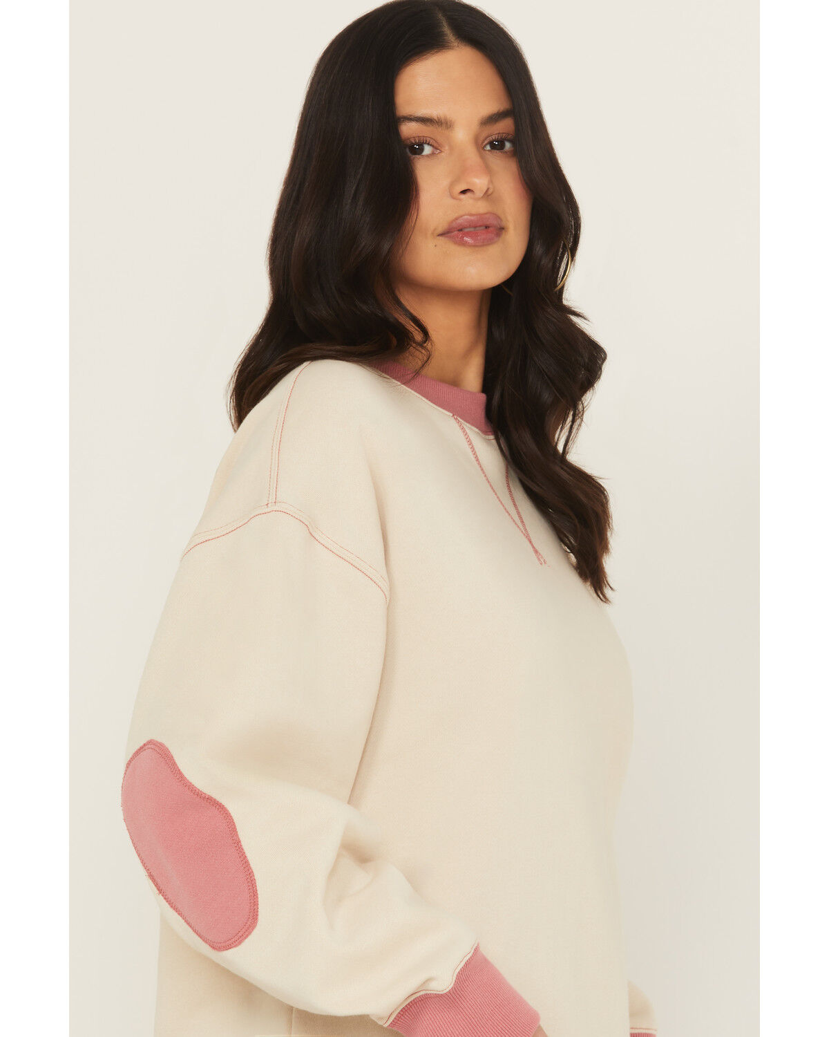 Image #2 - Cleo + Wolf Women's Colorblock Fleece Sweatshirt, Sand, hi-res