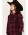 Image #2 - Cruel Girl Girls' Plaid Print Fringe Snap Jacket, Navy, hi-res