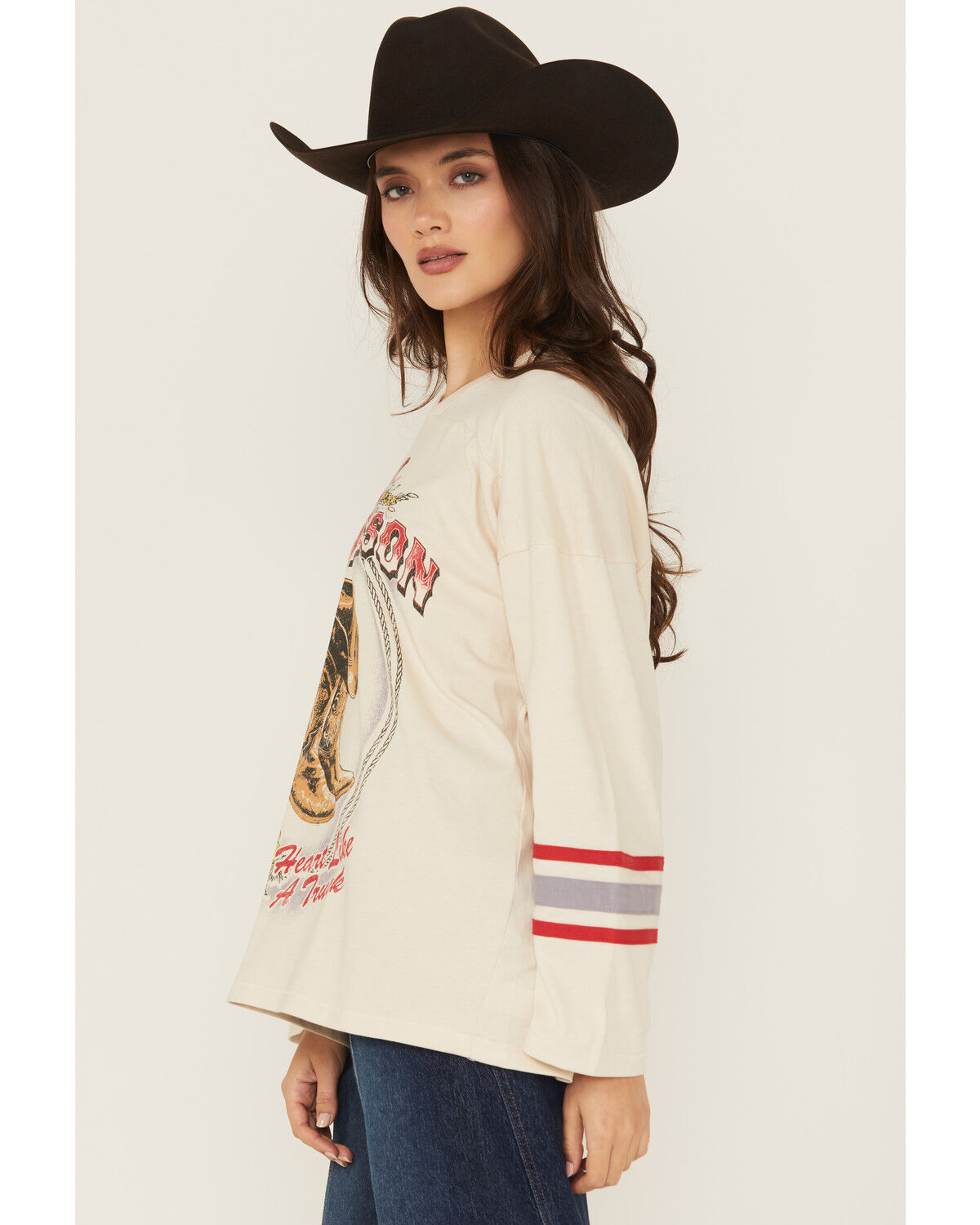 Image #2 - Day Dreamer Women's Lainey Wilson Boots Long Sleeve Graphic Tee, Cream, hi-res