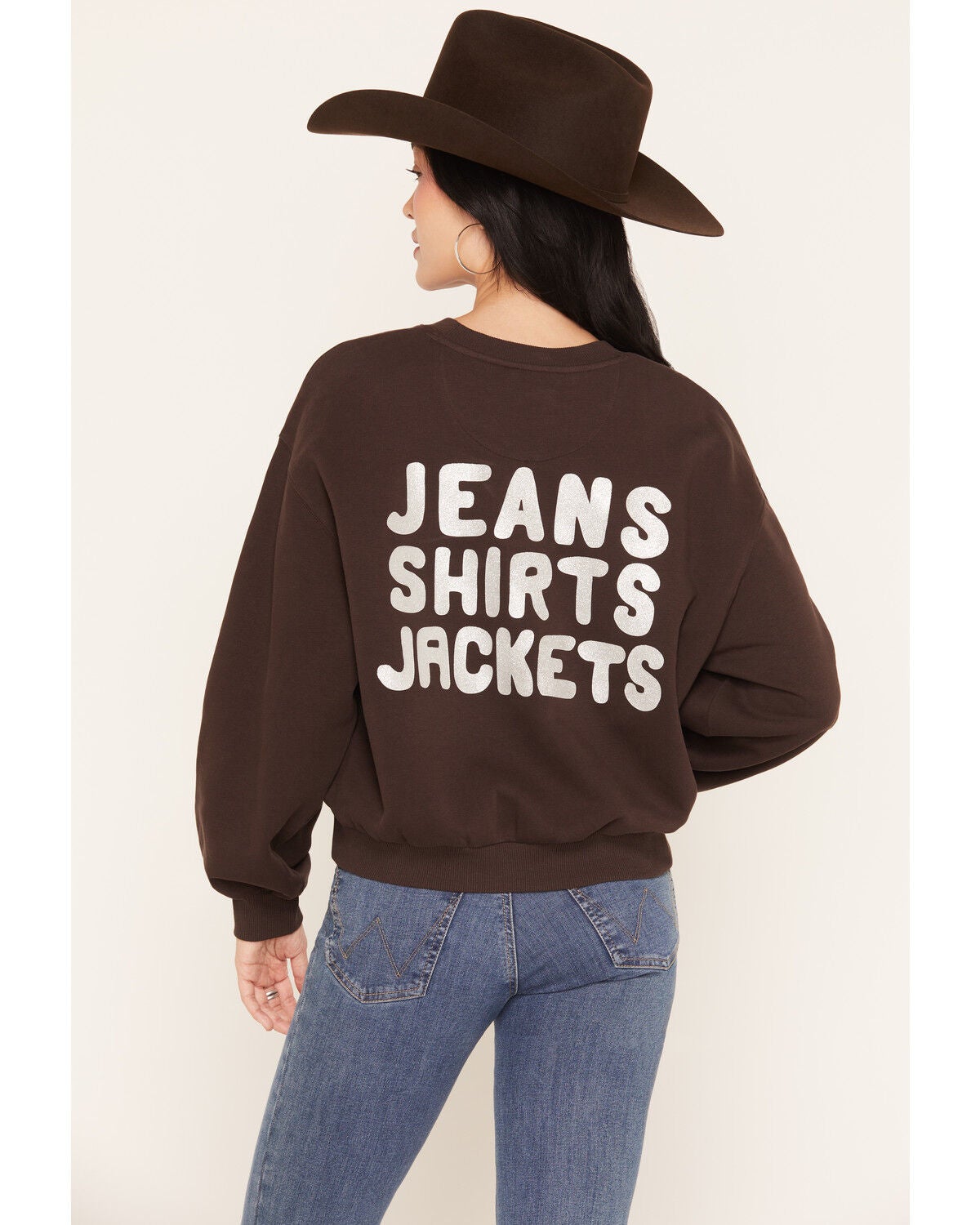 Wrangler Retro Women's Metallic Graphic Crew Neck Sweatshirt, Brown, hi-res